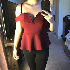 Charlotte Russe Night Life maroon Top